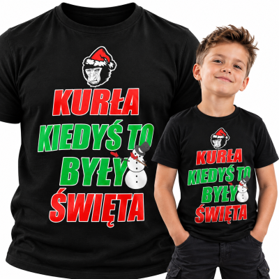 KOSZULKA DZIECIĘCA ŚWIĄTECZNA KURŁA KIEDYŚ TO BYŁY ŚWIĘTA